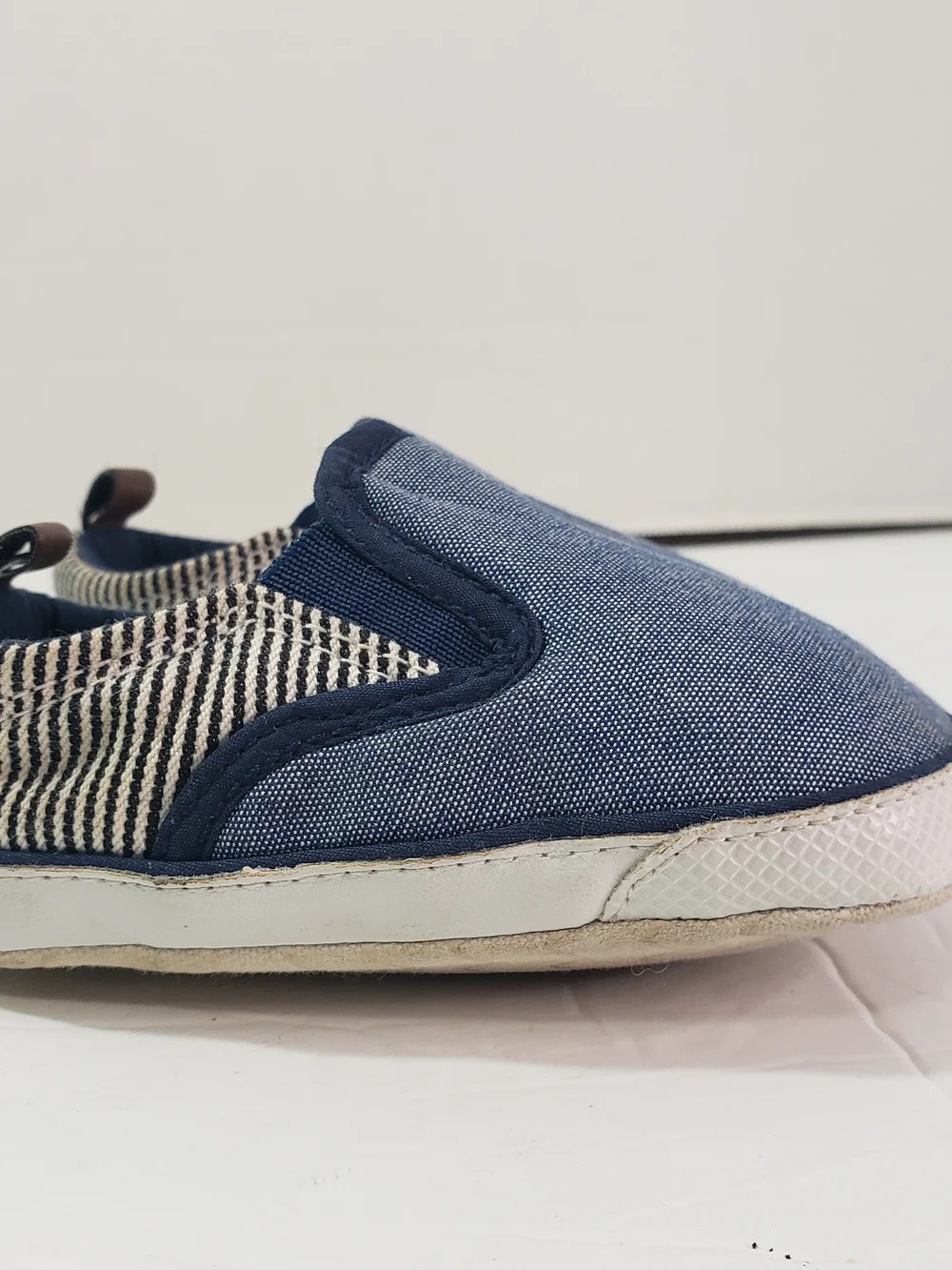 Carter's Navy Blue Denim and Cream Slip-On Canvas Baby Shoes, Sz: 9-12 months,